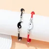 Charm Bracelets 2Pcs/ Set Chinese Yin Yang Tai Chi Couple Bracelet Men Women Distance Black And White Heart Magnet Attract Jewelry Gifts