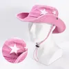 Y2K Punk Bucket Hats Femmes Coton Pink Star Retro Big Brim Protection Sun Protection Moultalonering Cap printemps et d'été Extérieur pour hommes 240412