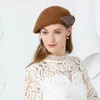 Beretten gele dame wol vilt hoed vrouwen bowler fedora cap winter cloche hoeden gorro de fieltrro mujer b-7438