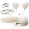 Anal sexy Toys Tail Butt Plug sexyy Plush Cat Ear Headband with Leather Necklace Set Massage Women Couples Cosplay