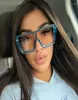 Solglasögon Fashion Blue Square Women Celebrity Brand Shades Unisex Vintage Design Overdimensionerade Sun Glasses Men2724325