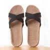 Zapatillas lino en casa pareja piso de madera interior sin deslizamiento sin deslizamiento grueso verano lindo para mujeres