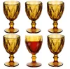 Amber Wine Glasses Vintage Drinking Glasses Colored Glassware Water Goblets Bulk Pretty Cups