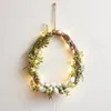 Decorative Flowers With Light String Easter Egg Wreath Fake Simulated Green Plant Rattan Shaped DIY Garland Front Door