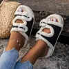 Slippers 2024 Winter Sheep Shoes Women's Low Hair Flip-flops Platform Plush Rubber Basic Roman Fabric 36-43