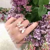 حلقات المجوهرات المتطورة لخواتم Vancleff Women الجميلة Seiko Horse Butterfly Ring White Fritillaria double Full Diamond Butterfly Ring Blue Fringquoise Original 1: 1 Logo