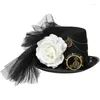 Boeretas vapor vapor punk engranaje negro sombrero de copa con gafas de boda de cumpleaños de boda caída