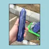 Loose Gemstones About 400G Beautif Natural Lapis Lazi Quartz Crystal Double Point Healing Lingsite Large Single Pointed Six Prism Drop Otde3