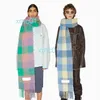 L6CP AC Thicked Plaid Womens Scarf Shawl Warm Wrap Pashmina filt Cashmere Europe Autumn and Winter LBEV