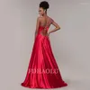 Party Dresses AE37 Sexig Bourgogne Prom Green Red Front Split Long Evening Gowns With Cross Back Vestidos de Fiesta Largos Elega