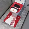 Toiletstoelhoezen Kerstdecoratieve set voor deksel vloer tapijtbenodigdheden Creatieve badkamer Santa Claus Elk Snowman Xmas Jaar Decor