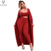 Pantalon de deux pièces pour femmes Vazn 2024 Femmes Street Style Casual Style Set Gift Long Mancove Outwear Elastic Pure Color 3 Set