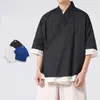 Chemises décontractées pour hommes hommes été chinois vintage vintage lâche à manches courtes à manches courtes placées inclinées femmes Blouses plus taille