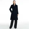 Women's Coat Cashmere Coat Designer Fashion Coat MaxMaras Womens Sheep Fur Beaver Cloth Tie Up Coat Black