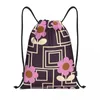 Sacos de compras vestido de flores menina azul drawstring mochila homens homens esportes sackpack portátil orla kiely saco saco