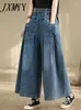 Damesjeans JXMYY 2024 Spring Summer Fashion Elastic Loose Dunne Casual Harajuku groot formaat denim rechte been brede broek vrouwen