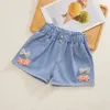 Summer Kids Short Short en denim pour filles Fashion Girl Girl Courte Jeans Jeans Enfants Pantalons Girls Shorts Flower Girls Vêtements 240418