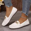 Chaussures décontractées 2024 Fashion Fashion Fashion Square Pu Ballet Femme Females Black Girls Soft Souded Dames Round Toe