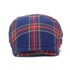 5ct9 boinas 2022 Four Seasons Moda Joker Cotton Plaid Newsboy Caps Men Men Pico de Cap Women Painter Beret Hats 04 D24418