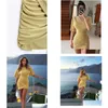 Tute da donna Rompers Womens y Solid Short Short Dres Elegant O Neck Mini Vestidos 2023 Summer Chic Female Club Party Dh25a