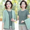 Cardigans de meia-idade 2pcs Spring Sweater de malha de malha de duas peças seta de moda shirts shirts shirts ternos de mãe