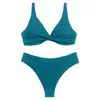 Swimwear Women's Sexy Cross Bikini Bikini Set Color Couleur Swim Wear 2 pièces Swimsuit Backwear Summer Holiday Vacation Bathing Fissu 2024