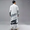 Ubranie etniczne wiosna mężczyźni tradycyjny chiński garnitur retro krajobraz druk szata bawełniana bielizna tai chi kostium taoisty