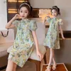 Girl's Dresses Kids Girls Dress Summer Chinese Style Hanfu Cheongsam Childrens Dress Baby Girl Princess Dresses Teenager Short Sleeved 12 Year