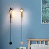 Lampe murale 2024 chambre moderne avec interrupteur de traction de traction réglage de la lecture de luxe légère chambre simple feux de tête