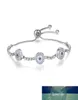PANDACH 100 REAL 925 Sterling Silver Armband Light Luxury Clear Zircon Armband Justerbart Blue Eye For Women Jewel CMB825826199