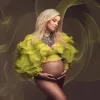 Dresses Ruffles Sleeve Shirts For Maternity Photography Props Vneck Long Sleeve Chiffon Tops For Pregnant Woman Photo Shoot