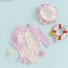 One-pièces princesse florale imprime bébé filles téméraire biscasseur de bobinerie de maillot de bain bébé combinaison de bain d'été pour bébé de natation Q240418