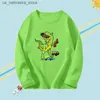 T-shirts Boys Dinosaur T-shirt Autumn Boys lange mouwen T-shirt Childrens Cotton T-shirt Fashion Tyrannosaurus Rex Childrens Clothing Q240418