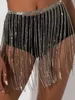 Sexy Women Rhinestone Squult Carnival Festival Fringe Hem Clubwear Blawling Diamond Holiday Spódnica 240412