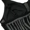 Casual Dresses 10pcs Wholesale Items In Bulk Y2k Sleeveless Rhinestones Solid Sexy Night Club Mesh See Through Camisole Tassel K9862