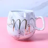 Tazze Flamingo ceramica blu rosa blu tazza di marmo mattutina caffè tè da tè in porcellana regalo di matrimonio dorato 350 ml