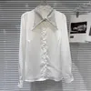 Blouses des femmes Bureau des dames élégantes Spring à manches longues Shirt diamants remin-down Collar décontracté single tops tops solides chemises