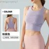 Desginer als yoga aloe bra tankar sexig rund halsfalska tvåstycken sport med bröstkuddar krage fitness tank top