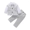 Kläder sätter baby pojke kläder randig skjorta väst byxa pojkar set vetement garcon barn 80/90/110/110/120 cm