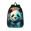 Zaino in tela panda zaino illustrazione grafica occhiali da sole spiaggia estate eleganti borse