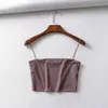 Ingigi Street Photo Thin Rubber Band Hanging Strap Small Tank Top Women's Short Flat Mouth Solid Color Bra F41711