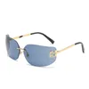 Lunettes de soleil en métal de mode UV400 Protection Cadre en or sans crain