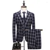 Herenpakken Kostuum Homme Designmerk Pak Men Terno Masculino Bruiloft Mens Tuxedo Prom Party Plaid Wedding Bread S-5XL