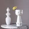 Vases Art Portrait Flower Pot Vase Sculpture Ceramics Face humain Arrangement de rangement de jardin fait à la main Décorts de maison