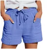 Shorts féminins en coton d'été Linen décontractée pour femmes mode plage