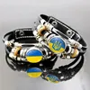 Bedelarmbanden Oekraïense vlag vrouw geweven lederen touw inpakken klassieke roestvrijstalen heren armband multi-layer sieraden geschenk