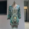 Casual Dresses Printed Dress Ethnic Style Print Women's Summer Midi With Long Sleeves V Neck Soft Breathable Daily Wear For Ladies