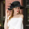 Berets Lady Fedoras Hat Girls szeroko wełniane wełniane wełny Hats Dome Party Cap Design wełniana moda elegancka regulacja A10