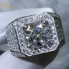 Solitionaire Ring Wong Rain Real 925 Sterling Silver 3ex Round 5ct VVS1 GRA прошел тест Diamond D Moissanite for Women Men Gift Dift 283a