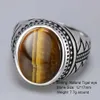 Anello solitario autentico anello da uomo solido argento s925 anello trkiye vintage e tigre naturale tigre trkiye gioielli 925 gioielli in argento240417